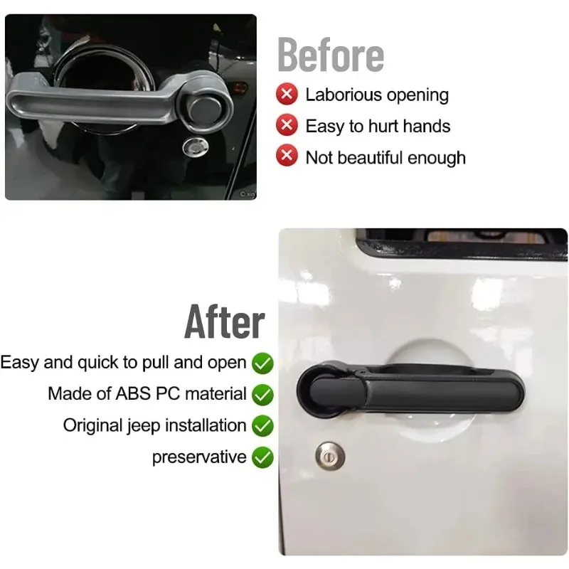 Kit Gagang Pintu & Gagang Pintu Belakang untuk Jeep Wrangler JK JKU 2007-2018 Tanpa Tombol Tekan Pelepas 3pc Aksesoris Mobil Berkualitas Tinggi