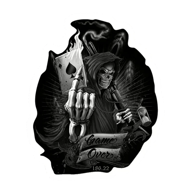 Skull fun spades A playing card sticker car sticker game end reflective waterproof sticker