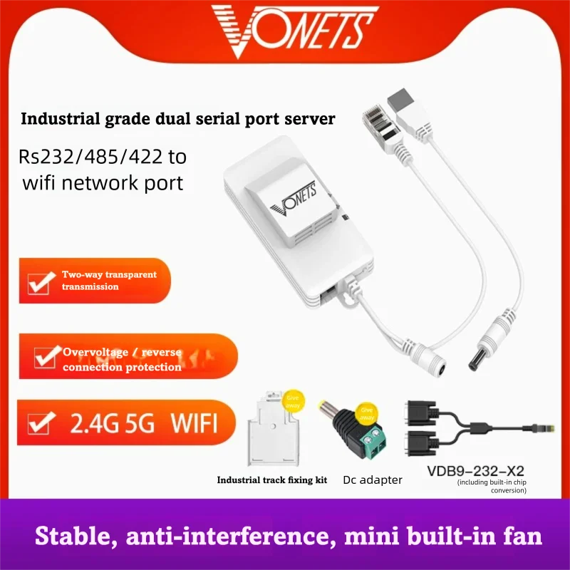 VONETS Wireless WiFi to Wired Bridge Repeater 2.4G/5G Serial UART to RS232/485/422