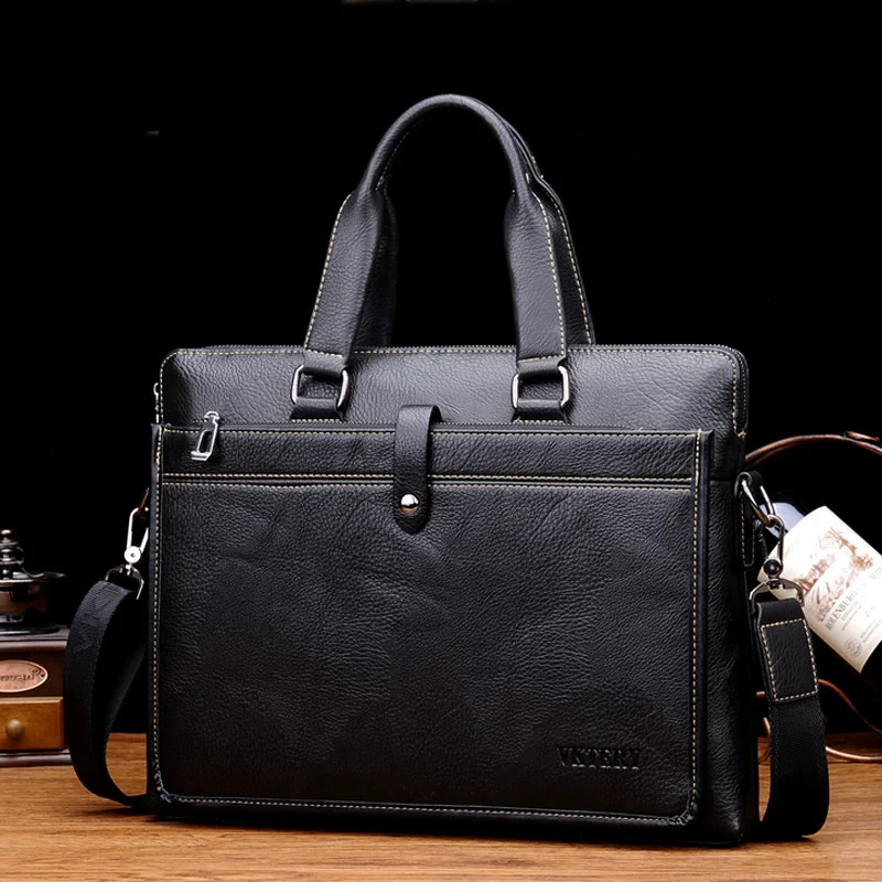 Luxury Business Men's Briefcase Vintage Leather Handbag Large Capacity Male Shoulder Crossboby Bag Office Laptop Bag