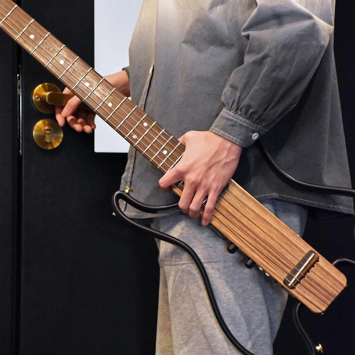 Silent Portable Acoustic Guitar with Detachable Headphone Jack & Ebony Fingerboard Maple Back/Side for Beginners