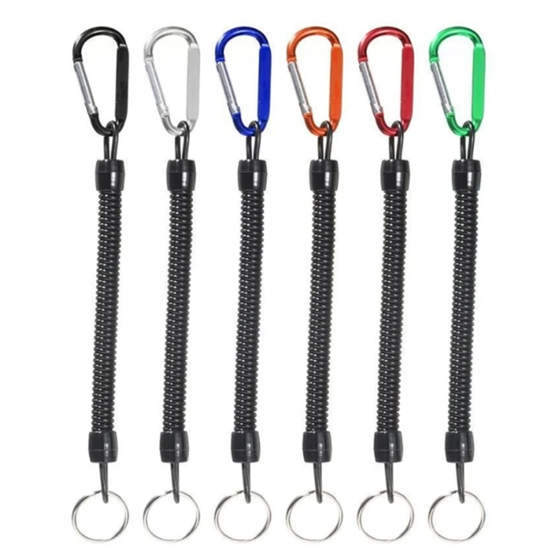 5Pcs Fishing Lanyards with Carabiner Fishing Coiled Lanyards Fishing Tool Retractables Safe Rope for Plier, Boatings, Tool