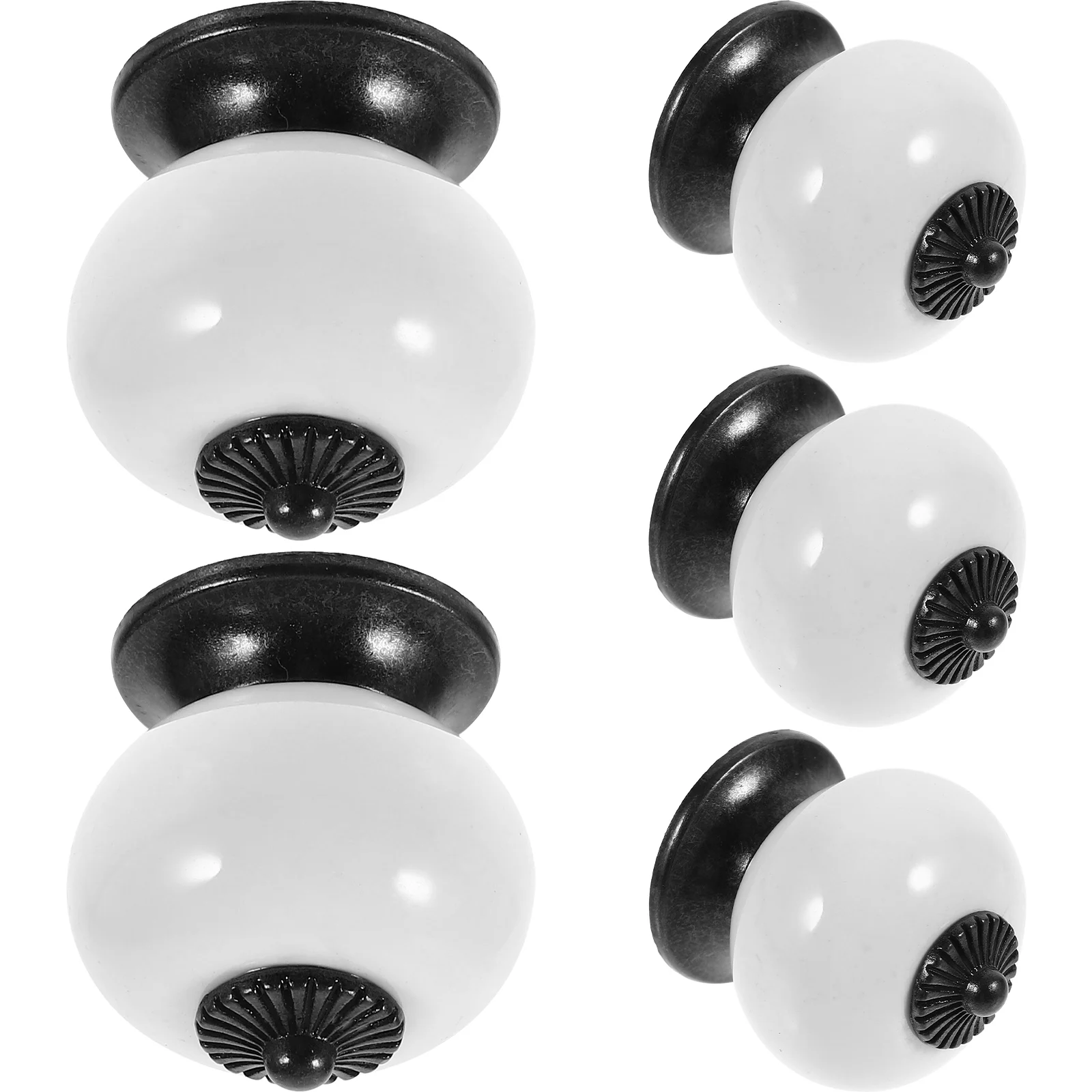 

5 Pcs Handles Round Door Knobs Black 38x38mm Cabinet Drawer Wardrobe Ceramic Cupboard Knobs Hardware Easy Install