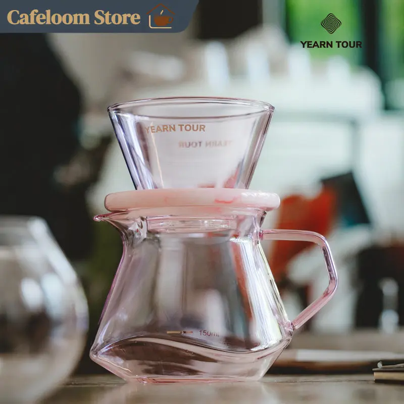 YEARN TOUR Pour Over Coffee Server 300ml Multi‑Color Heat Resistant Sharing Pot With Scale Markings For Coffee Home Office Use