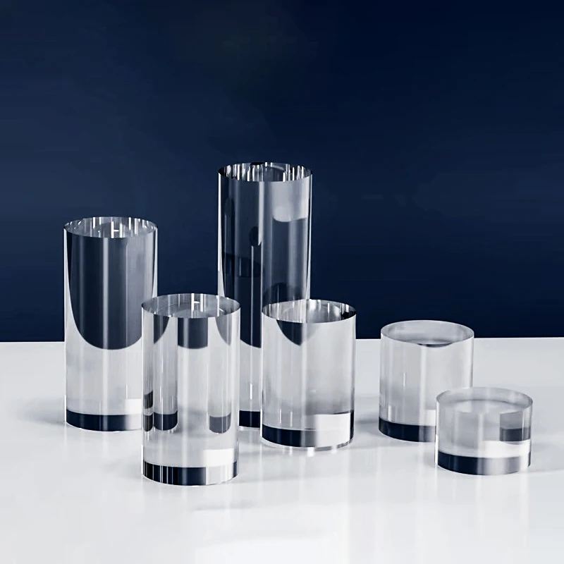 

Clear Polished Acrylic Cube Cylinder Round Photo Props,Display Blocks for Photography Jewelry Cosmetic Crafts Closet Show