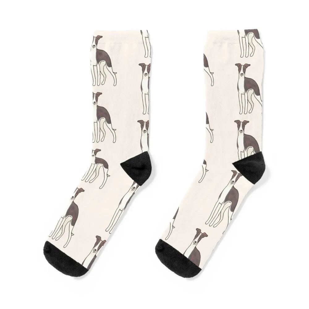 

Brown and white Whippet Socks Heating sock Run anti slip football hockey Man Socks Women's