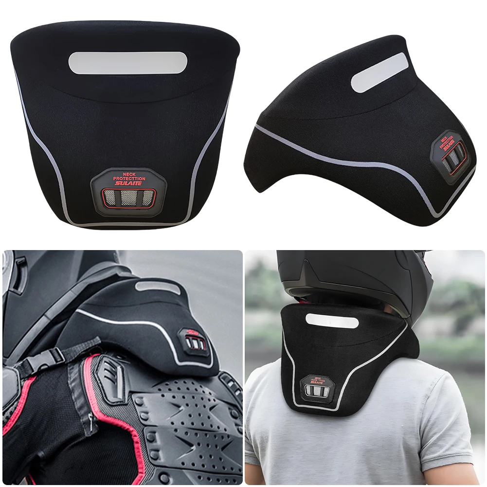 Men Motorcycle Neck Protector Brace Guards Protection Anti-Fatigue Protective Motorcycle Neck Brace Zipper Protective Gear Pad