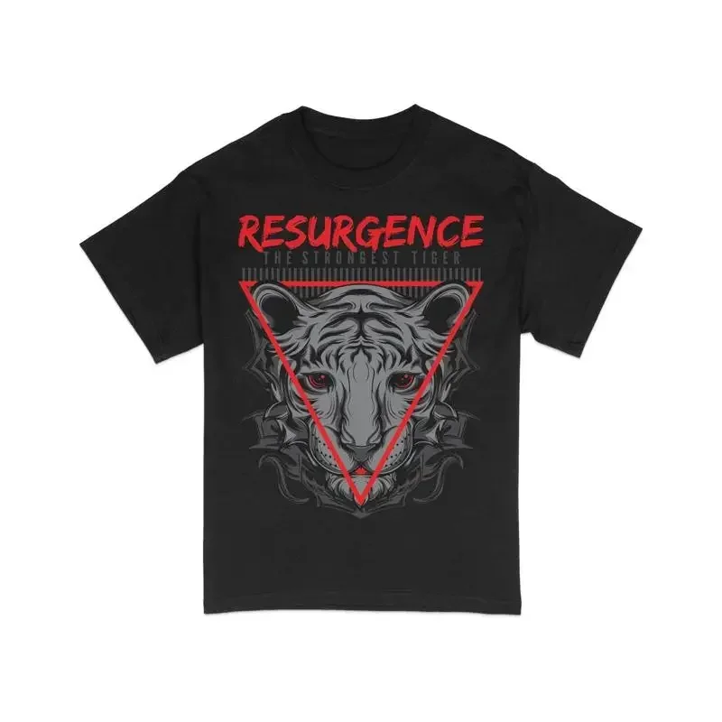 Resurgence The Strongest Tiger T Shirt Cool Red Eyed Streetwear Top Bold Animal Print For Men And Women