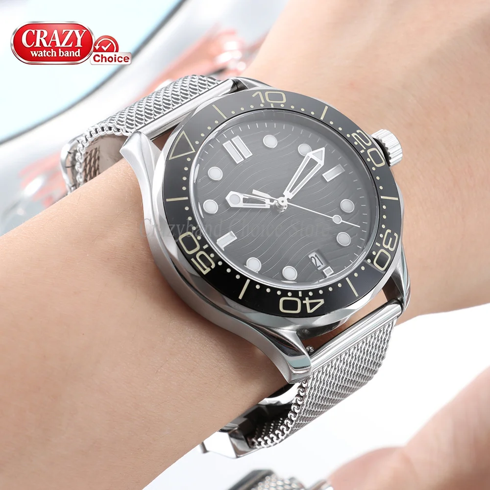 20mm 22mm Mesh Milanese Bracelet for Omega Seamaster 007 Stainless Steel Watch Band for IWC Pilot Strap Metals Folding Buckle view 4