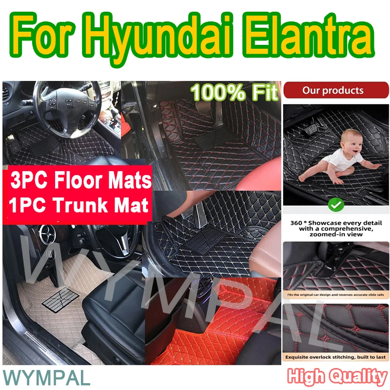 

Luxury Custom Auto Car Floor Mat For Hyundai Elantra 2012 2013 2014 2015 Car Mat Full Set Leather Waterproof Accessories pads
