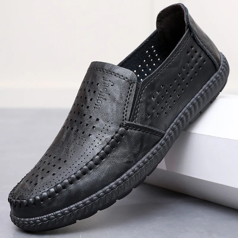 

2025 New Summer Men's Breathable Cool Leather Shoes, Perforated Sandals, Simple Business Casual and Comfortable Men's Shoes
