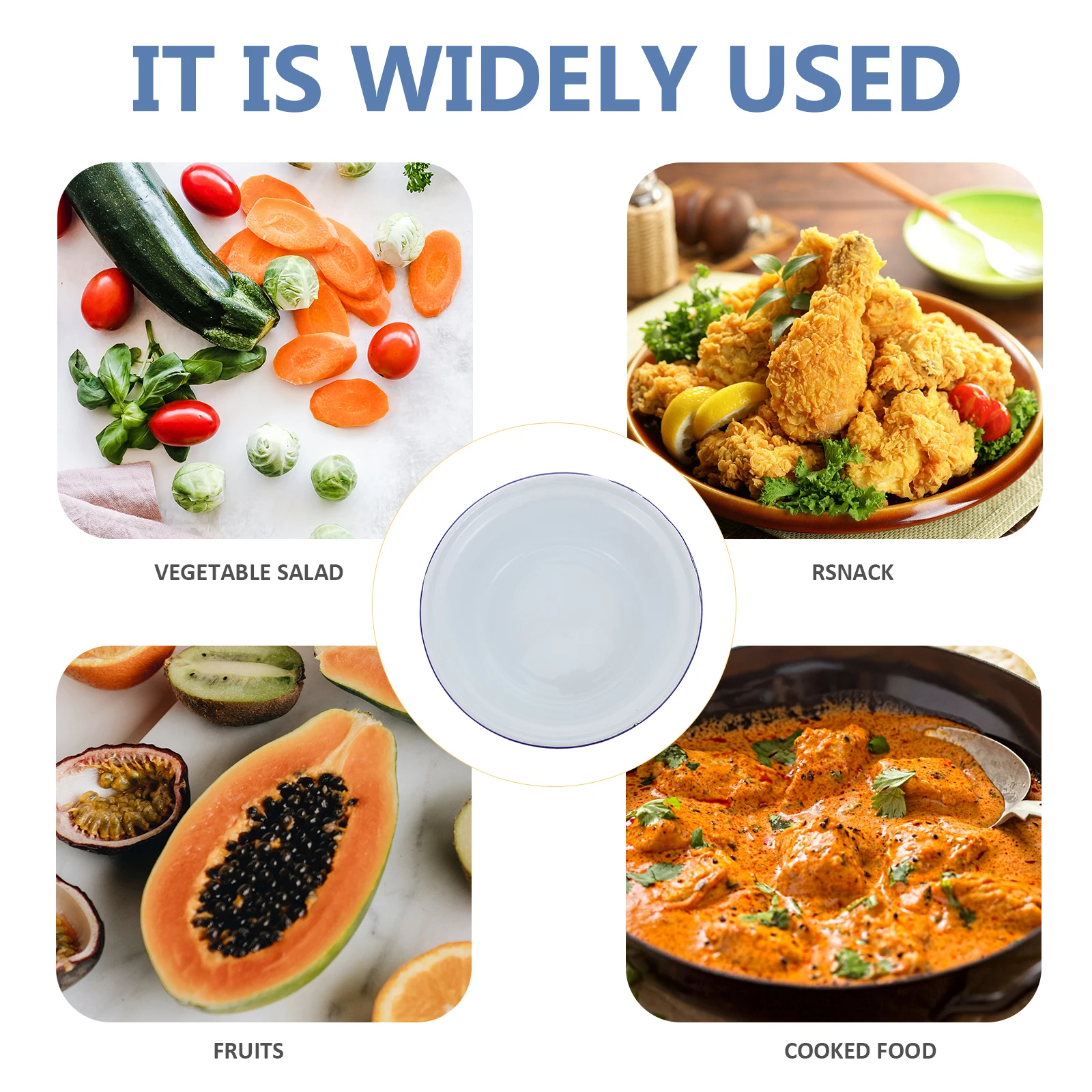 

4Pcs Creative Enamel Soup Basins Retro Household Bowls for Soup Salad Fruit Decorative Serving Enamel Bowl Simple Basin