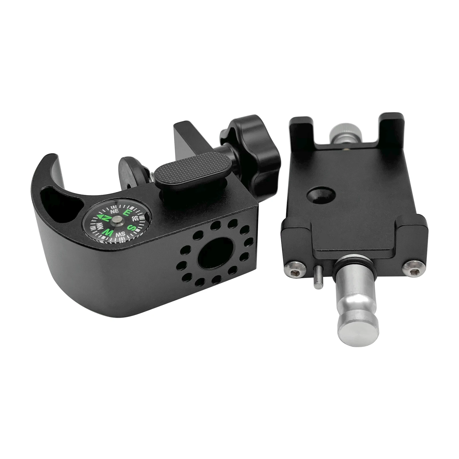 Pole Clamp With Compass For GPS Data Collector Total Station Phone Holder Bracket Cradle