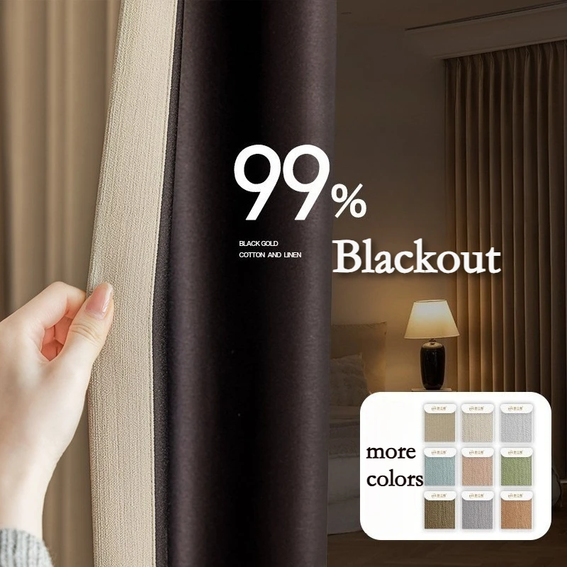 

Custom Size European Blackout Master Chenille Sun Protection Insulation Opaque Sun Shade Curtains for Living Dining Room Bedroom