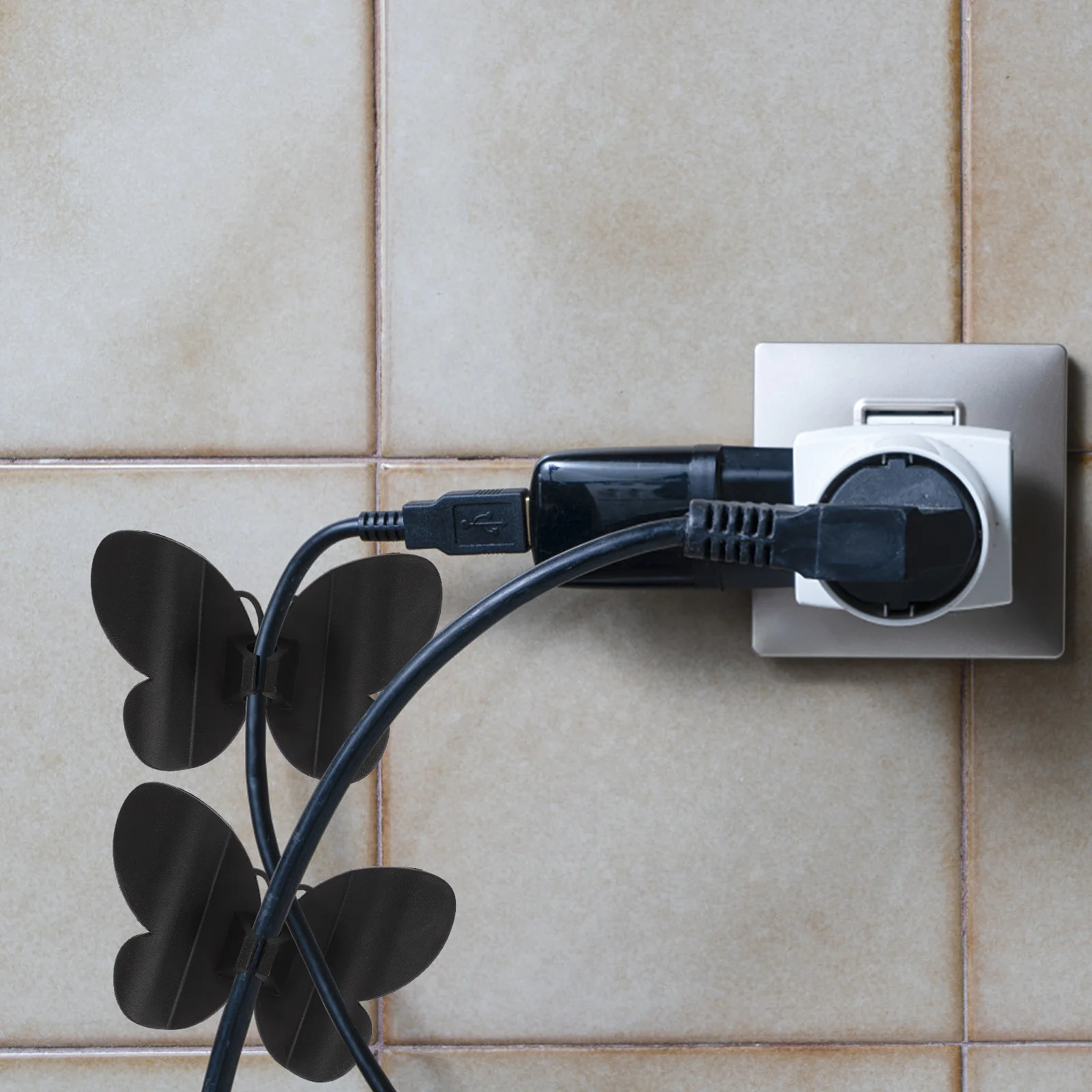 

4Pcs Cord Organizer for Kitchen Appliances Butterfly Shape Durable Self Adhesive Cord Holder Cable Wrap Organizer