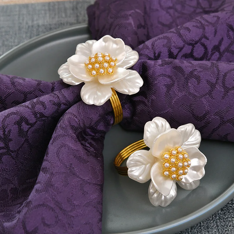 12Pieces/Pack  Napkin Holders Flower Decorative Napkin Rings кольца для салфеток 12 шт For Wedding/ Christmas Table Setting