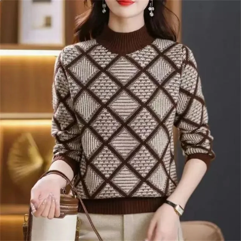 2024 Herfst Winter Dikke Trui Dames Gebreide Geribbelde Trui Trui Met Lange Mouwen Coltrui Slanke Trui Zacht Warm Pull Femme