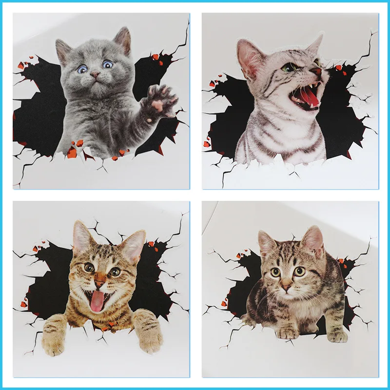 Car Sticker Creative 3D Three-dimensional Cat Puppy Stickers Body Rear Scratches Masking Stickers Cute Funny Waterproof Stickers