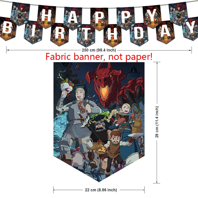 Delicious in Dungeon Birthday Party Decorations Anime Series Theme Supplys Banner Cups Plates Manga Danjon Meshi