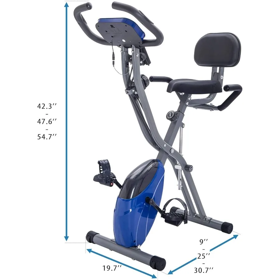 دراجة تمرين قابلة للطي لصالة الألعاب الرياضية المنزلية: دراجة ثابتة قابلة للطي للاستخدام الداخلي مع تصميم مستقيم 10 مستويات مقاومة قابلة للتعديل أ