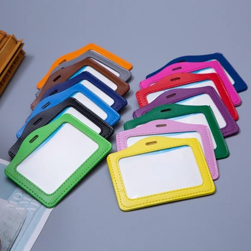 Funda de cuero PU para tarjetas de identificación para mujer, funda transparente para tarjetas de crédito bancarias, tarjetero, bolsas, funda para tarjetas de autobús para estudiantes escolares