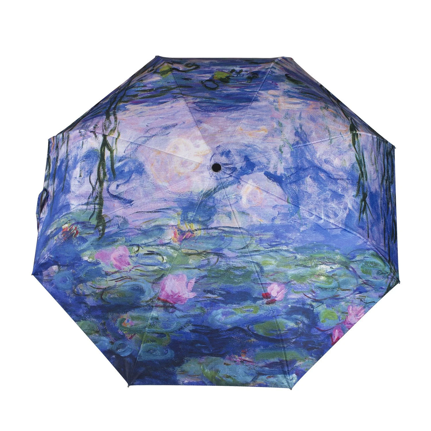 Automatic three fold umbrella, rain and wind resistant, travel sunshade, rain and shine dual purpose Monet