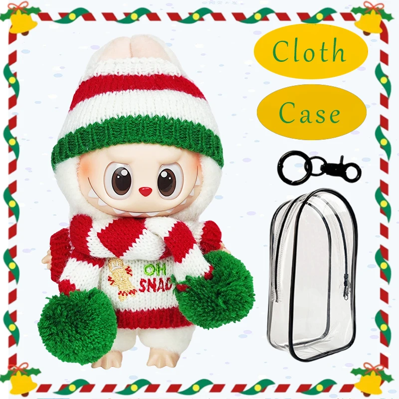 17 سنتيمتر ملابس دمية قطيفة صغيرة الزي اكسسوارات ل Labubu V3 V1 V2 عيد الميلاد كوكي رجل سترة قبعة الملابس هدية السنة الجديدة #4