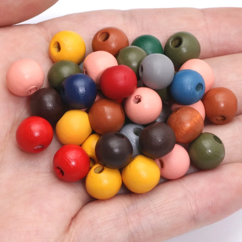 NEW Dark Solid Color Round Balls Spacer Necklaces Bracelets Wood Beads 8/10/12mm Wooden Beads For Jewelry Making DIY Accessories