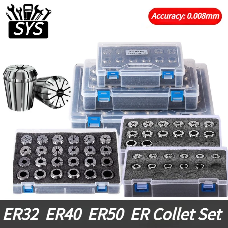 SYS 1 Set ER32 ER40 ER50  High Precision 0.008mm AA  ER Spring Collet Set ,CNC Milling Tool Holder Engraving Machine Lathe