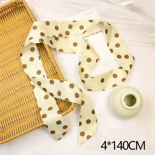 Fashion Dot Ribbon Silk Scarf Women Thin Neck Scarves Lady Small Shawls Bandana Narrow Female Neckerchief Dress Accessories - Image 20