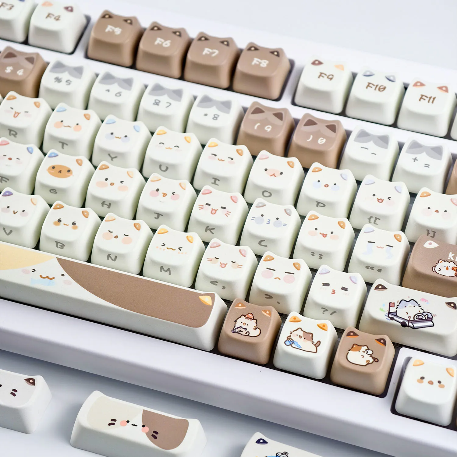 

MAIMOOO Cute Cat Keycaps MAO Profile PBT Custom Creative Meow Emoji Side Engraved Keycaps for Mechanical Keyboard Girls Gifts