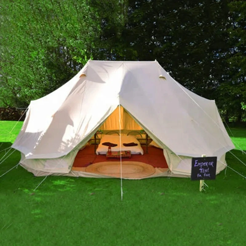 

Camping Tents 8 Persons Waterproof Outdoor Family Tourist Tent with Stove Canvas Tents