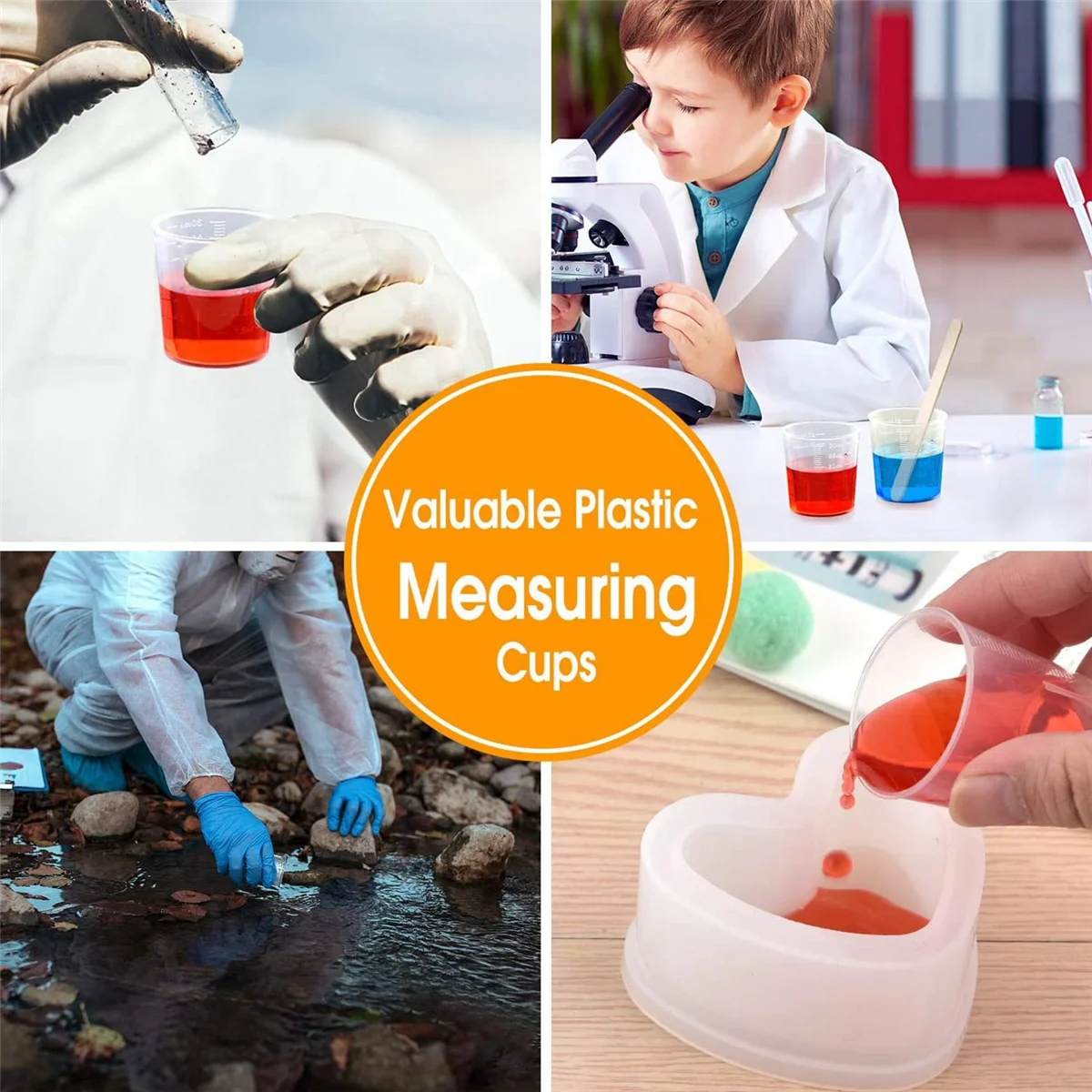 Confezione da 100 tazze graduate in plastica da 30Ml/2 once tazze in scala trasparente tazze di miscelazione epossidiche trasparenti con bastoncini di agitazione da 100 pezzi