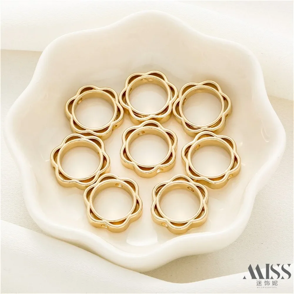 Conjunto de flor de ciruelo de Color dorado de 14K, anillo de cuentas de encaje con agujero pasante, pulsera de cuentas de piedras preciosas hecha a mano, collar, accesorios de joyería