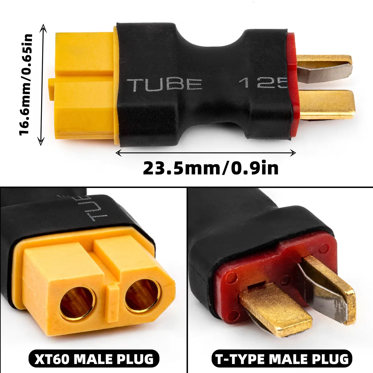 RCXAZ RC XT60 암-수 T 플러그 커넥터 어댑터 무선 RC 리포 배터리 커넥터 딘스 수-XT60 암용