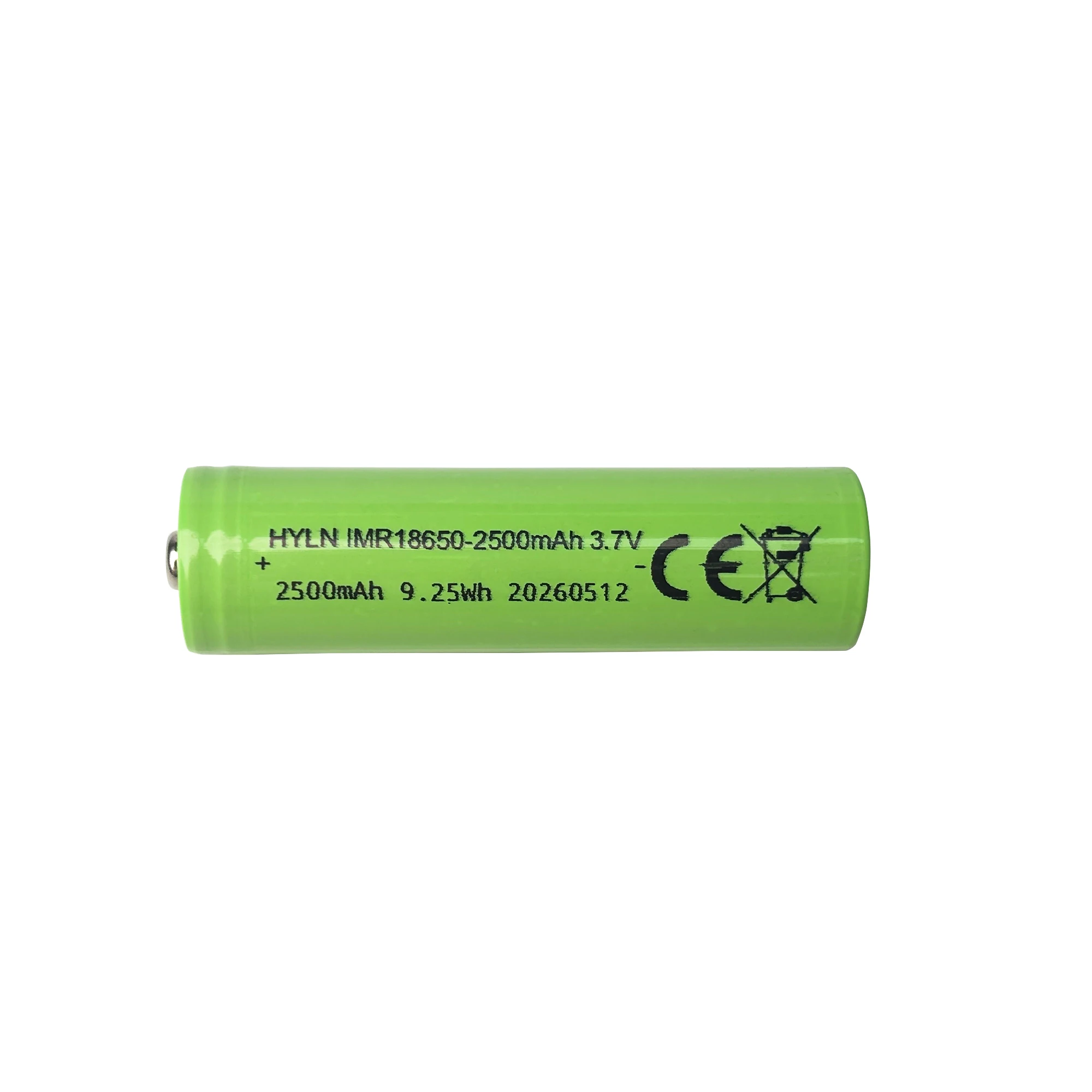 3.7V 18650 Lithium Battery 2500mAh 9250mWh Pointed Tip Rechargeable Cell 3C Certified Fit T12D Power Control