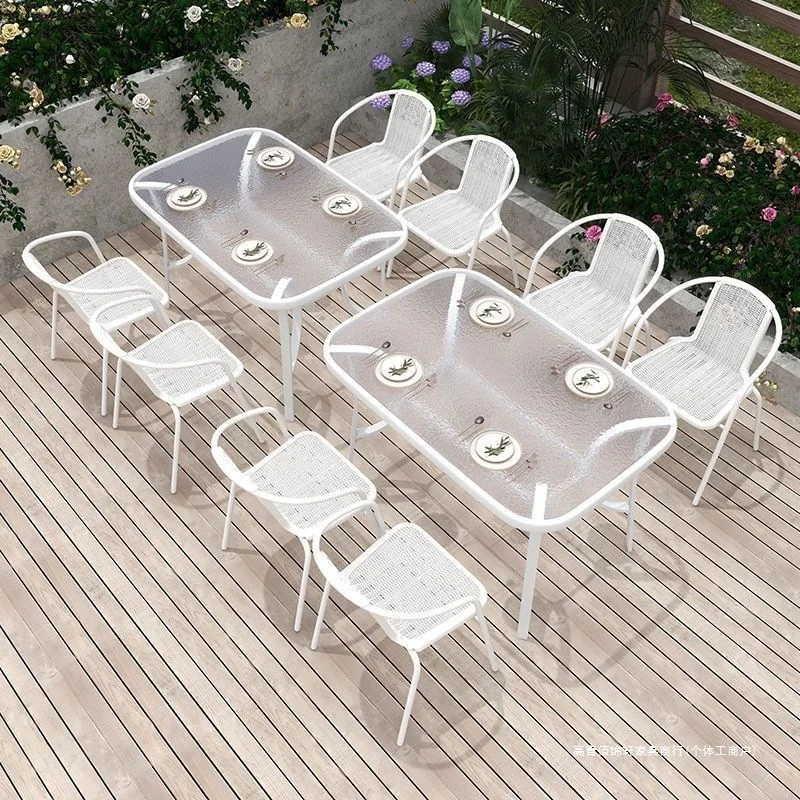 

Outdoor tables and chairs, courtyard, balcony, white outdoor leisure, open-air stall, waterproof and sunscreen, folding coffee