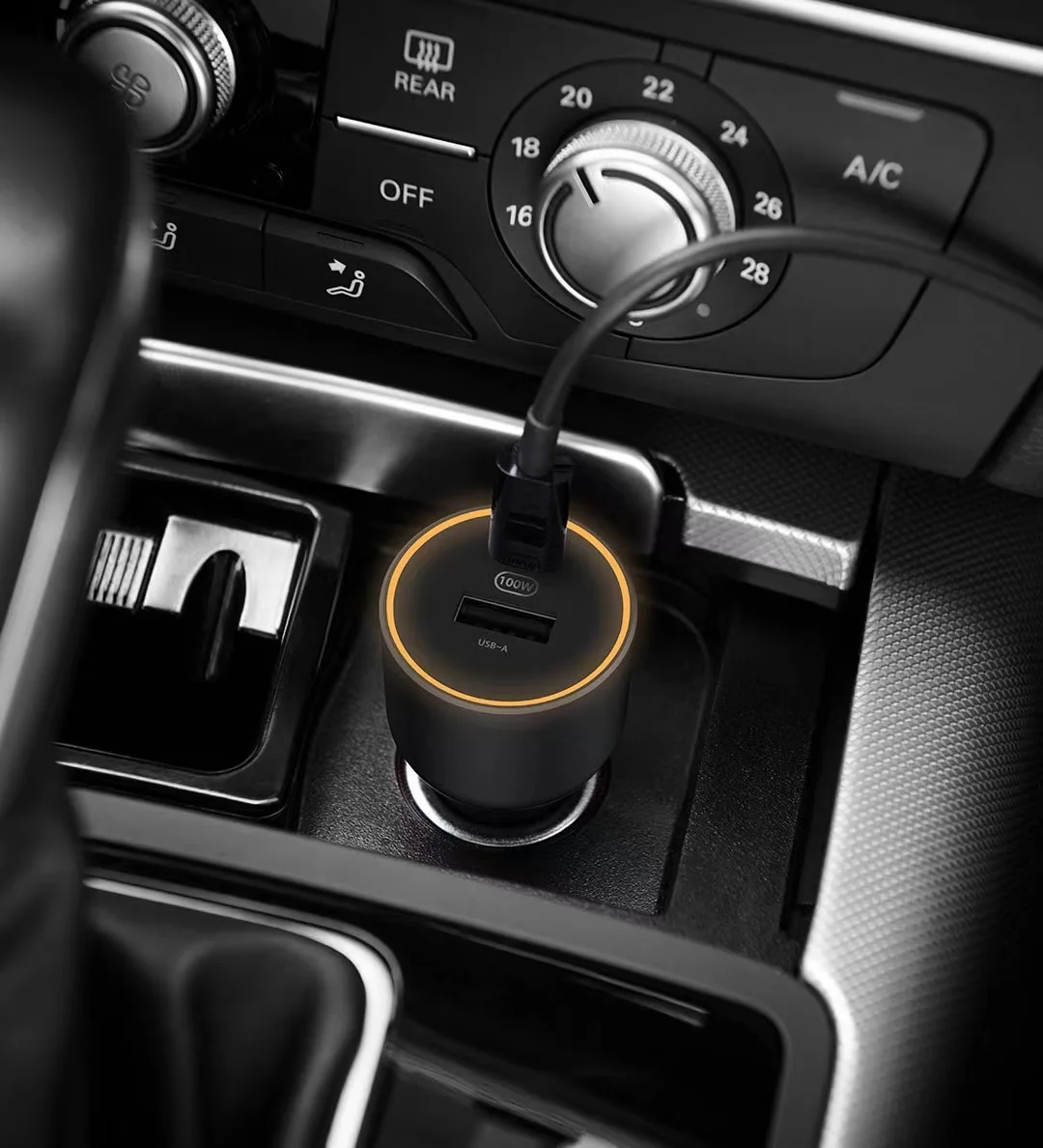 100% الأصلي Xiaomi 100 واط شاحن سيارة المزدوج USB شحن سريع Mi شاحن سيارة USB-A USB-C المزدوج الناتج مصباح ليد مع كابل 5A