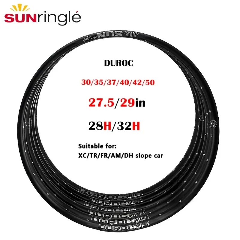 SUNRingle DUROC 30/35/40/50/SD37/SD42 Bicycle rim Aluminum alloy Mountain bike 27.5/29inch 28/32holes XC/AM/FR/DH Tubeless rim