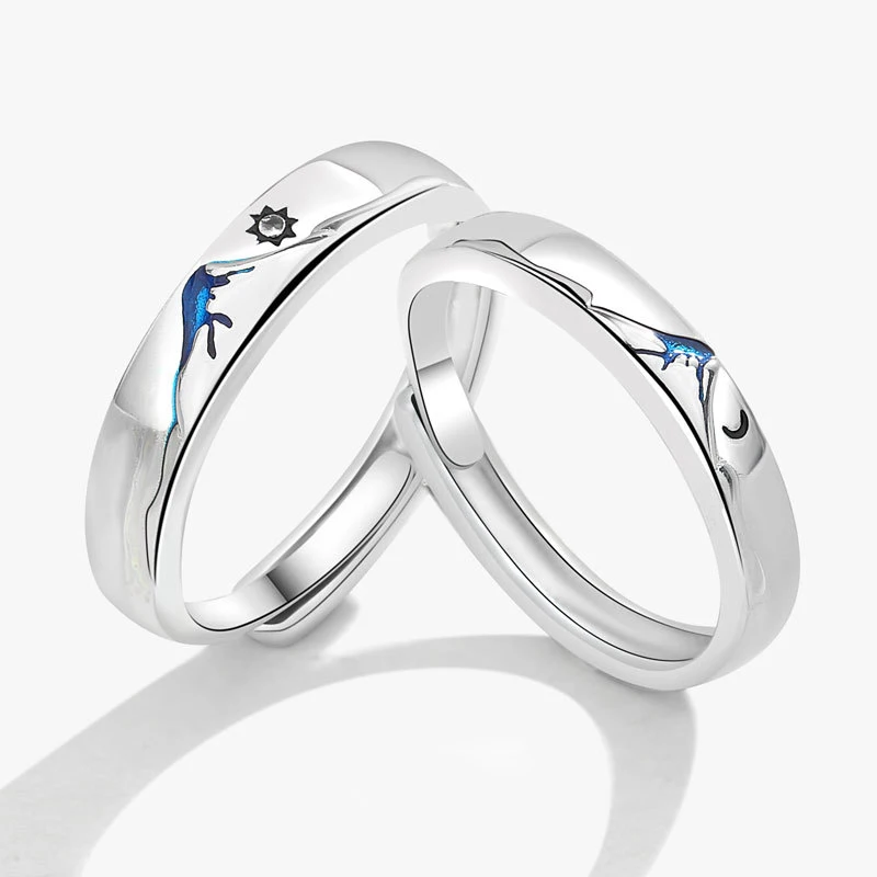 KOFSAC mountain sun moon rings per donna uomo personalità 925 gioielli in argento sterling coppia creativa anello regalo chic