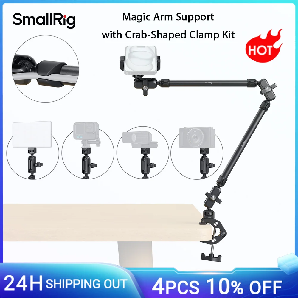 Image of SmallRig Magic Armstütze mit krabbenförmigem Klemmset, Telefonhalterung, flexible Schreibtischhalterung für Schussfilme, Actionkamera