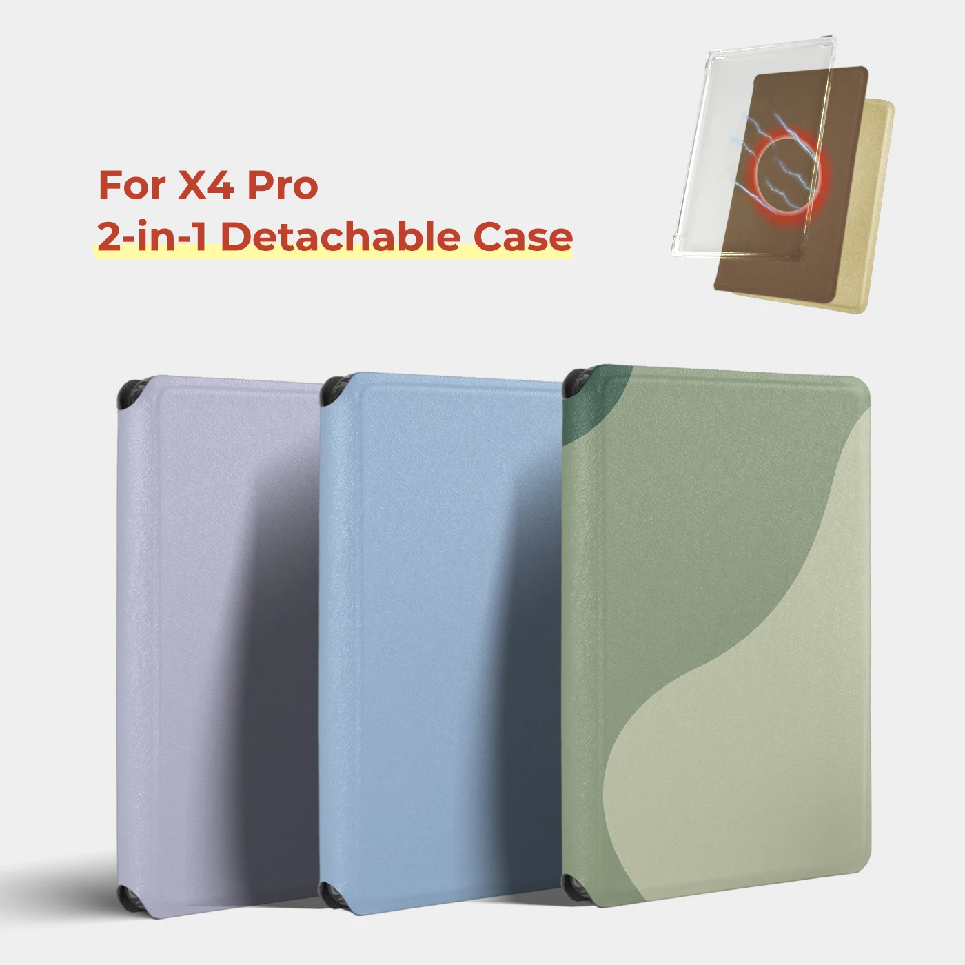 Twosheep Solid Color Case suit for XTEINK X4 Pro XTEINK X4Pro Detachable Magnetic Clear TPU Shell Slim Protective Guard Cover