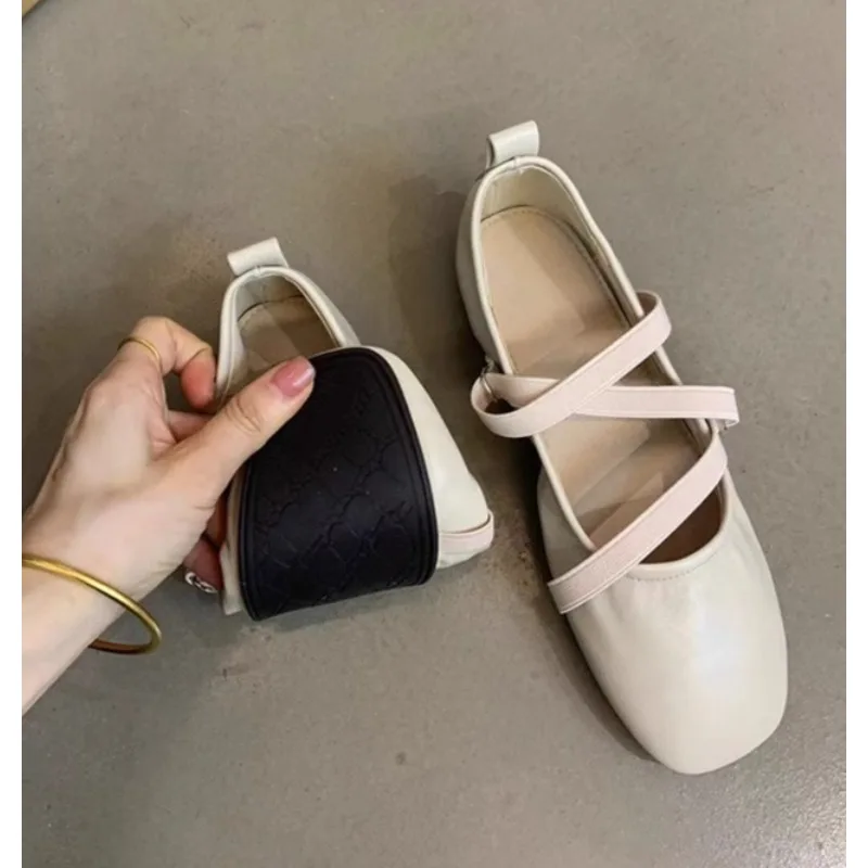 

Spring Ballet Flat Shoes Women Comfy Leather Shoes Women Luxury Women Square Toe Flat Mary Janes Ladies Shoes Double Buckle