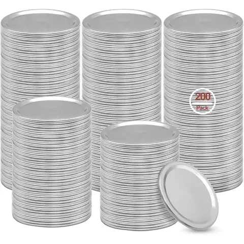 Regular Mouth 200 Pack 70mm Canning Lids, Reusable Metal Split-Type Lids with Silicone Seals for Mason Jars