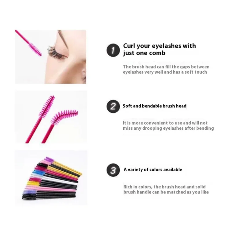 แปรงปัดมาสคาร่าแบบใช้แล้วทิ้ง 50 ชิ้น ทำจากซิลิโคนเจล สำหรับต่อขนตา อุปกรณ์เสริมความงามระดับมืออาชีพ