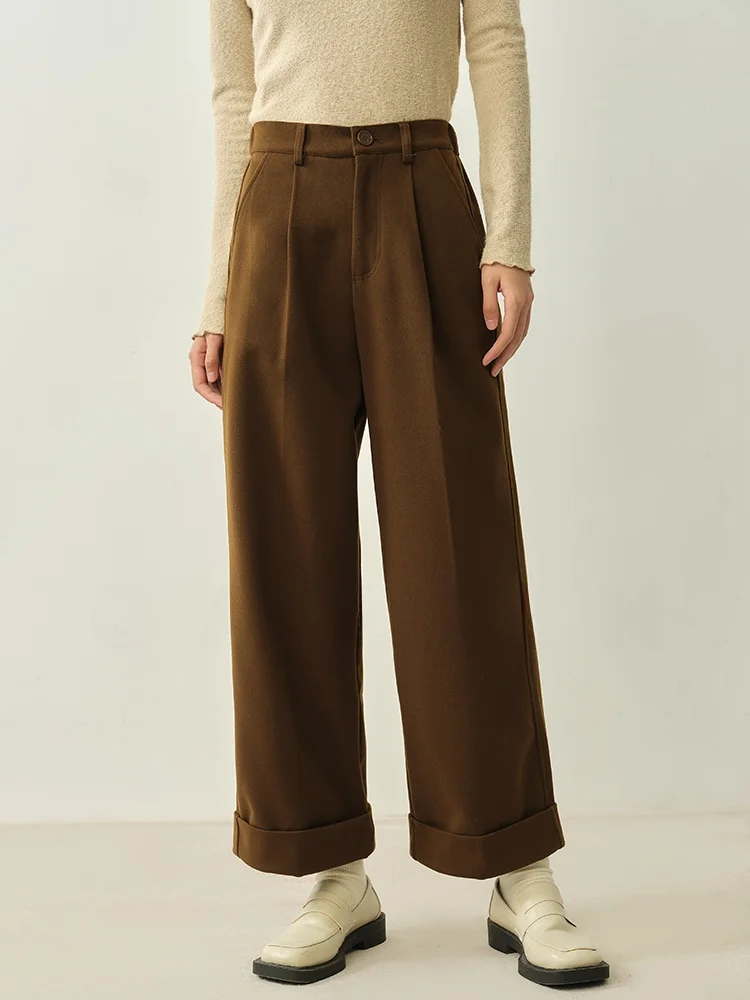 

Брюки женские Gansen из утолщенной шерсти с высокой талией, осенне-зимние, прямые, широкие, с эффектом стройности, модные