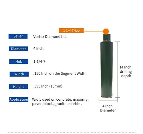 VCB Bundle 2", 3", 4", 5", 6" Wet Concrete Diamond Core Drill Bit for Concrete Stone Granite Marble (Bundle 2"+3"+4"+5"+6")