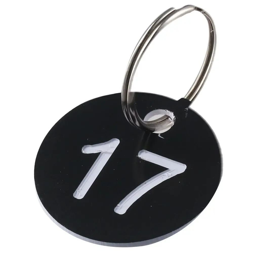 20 Pack Teacher 1-20 Numbers Tags 35mm Black Numbered Keychains House Lockers Office