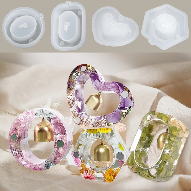 Mould DIY Crystal Resin Casting Mold Hexagonal Rectangular Heart-Shaped Resin Plaster Aromatherapy Oval Doorbell Silicone Molds