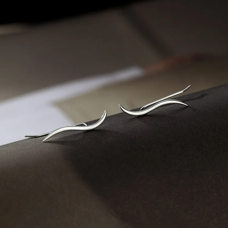 

Real 925 Sterling Silver Minimalist Geometric Stud Earrings for Fashion Women Trendy Fine Jewelry Personality Accessories